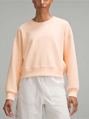 Lululemon Softstreme Perfectly Oversized Cropped Crew Sz 12 In Peach Bellini